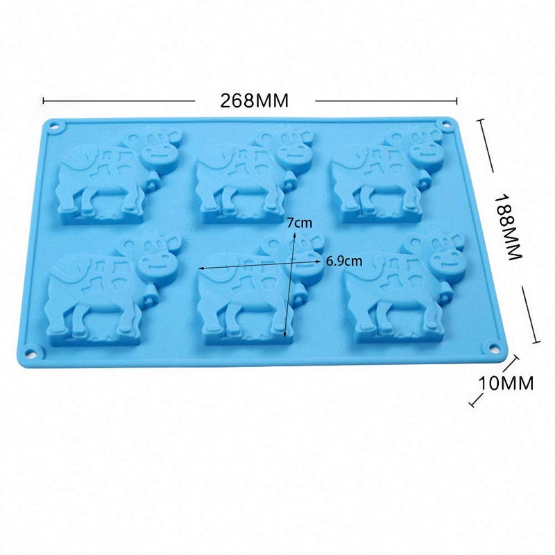HiParty 2 Pack Cow Chocolate Molds, Dairy Cattle Cake Pan Silicone Candy Fondant Biscuit Cookie Baking Mold Soap Lotion Bars Polymer Clay Mold (Random Color) - Image 3